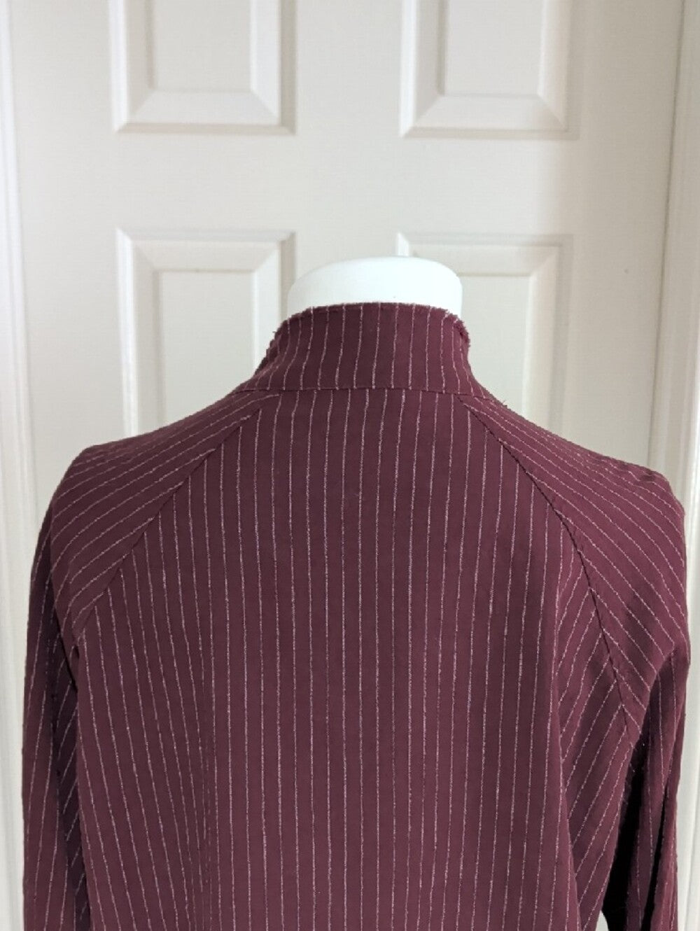 Paintcolors Frayed Hem Button-Up Tunic Mini Dress in Deep Wine Women's Large
