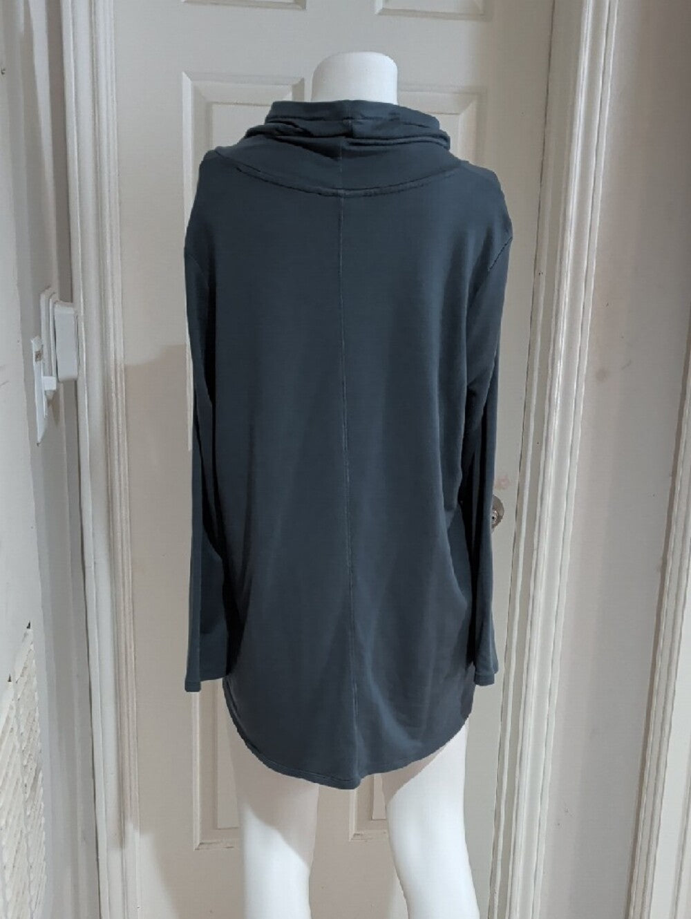 Cozy Funnel Neck Long Sleeve Tunic - Slate Gray Women's Large Petite