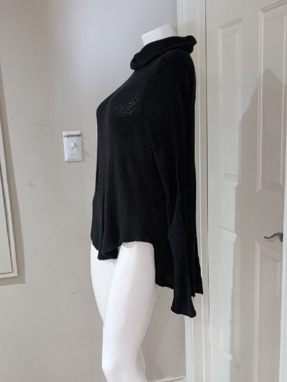 We The Free Black Ribbed Cowl Turtleneck Sweater Medium