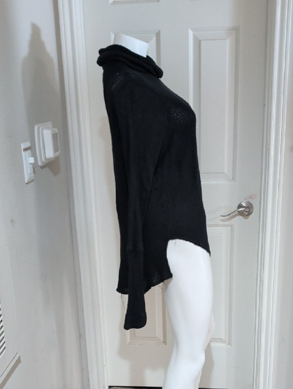 We The Free Black Ribbed Cowl Turtleneck Sweater Medium