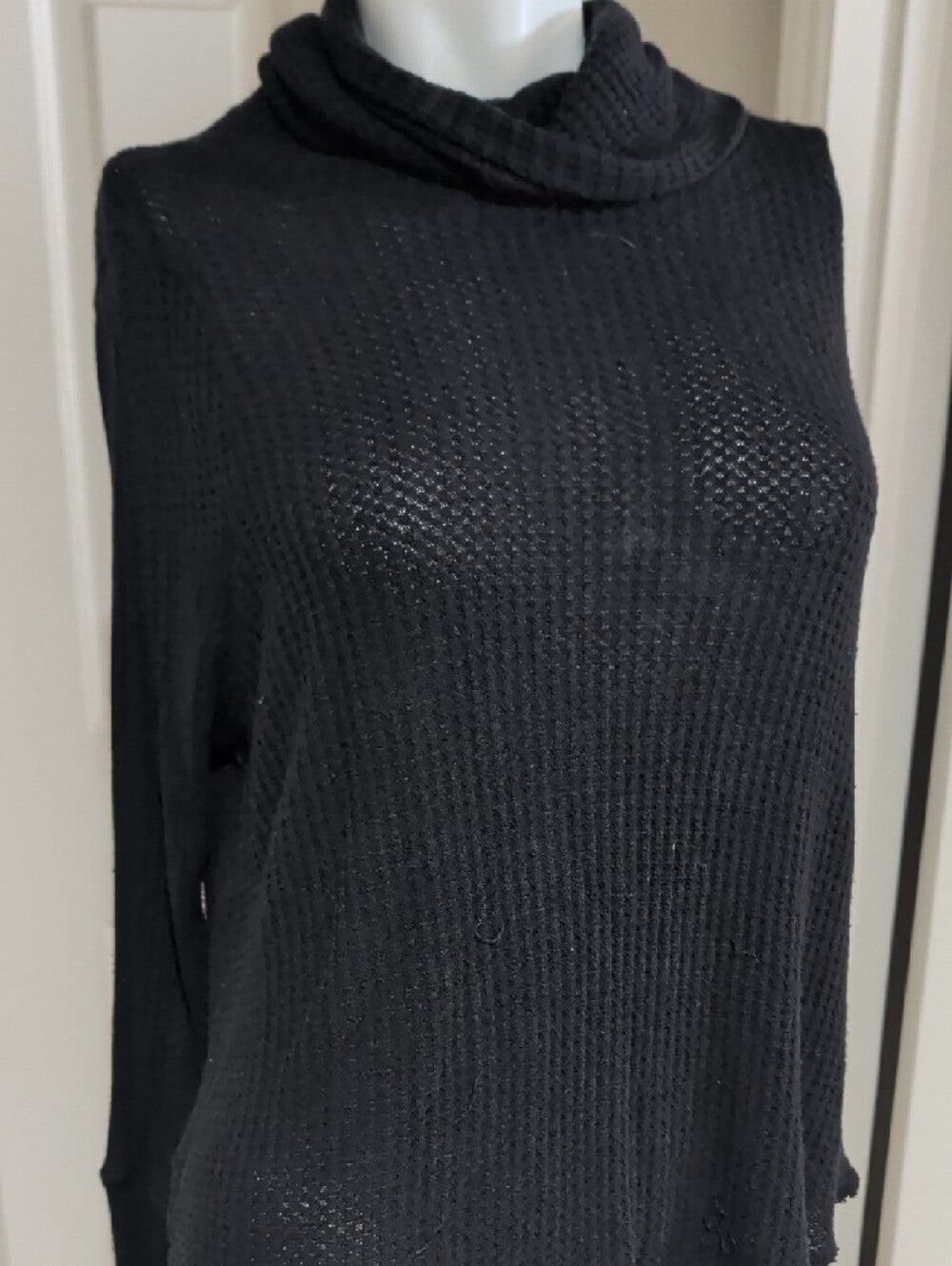 We The Free Black Ribbed Cowl Turtleneck Sweater Medium