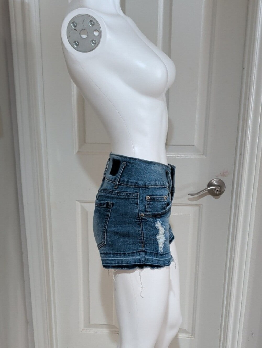 Boom Boom Jeans Medium Blue Distressed High-Waist Jean Shorts 9