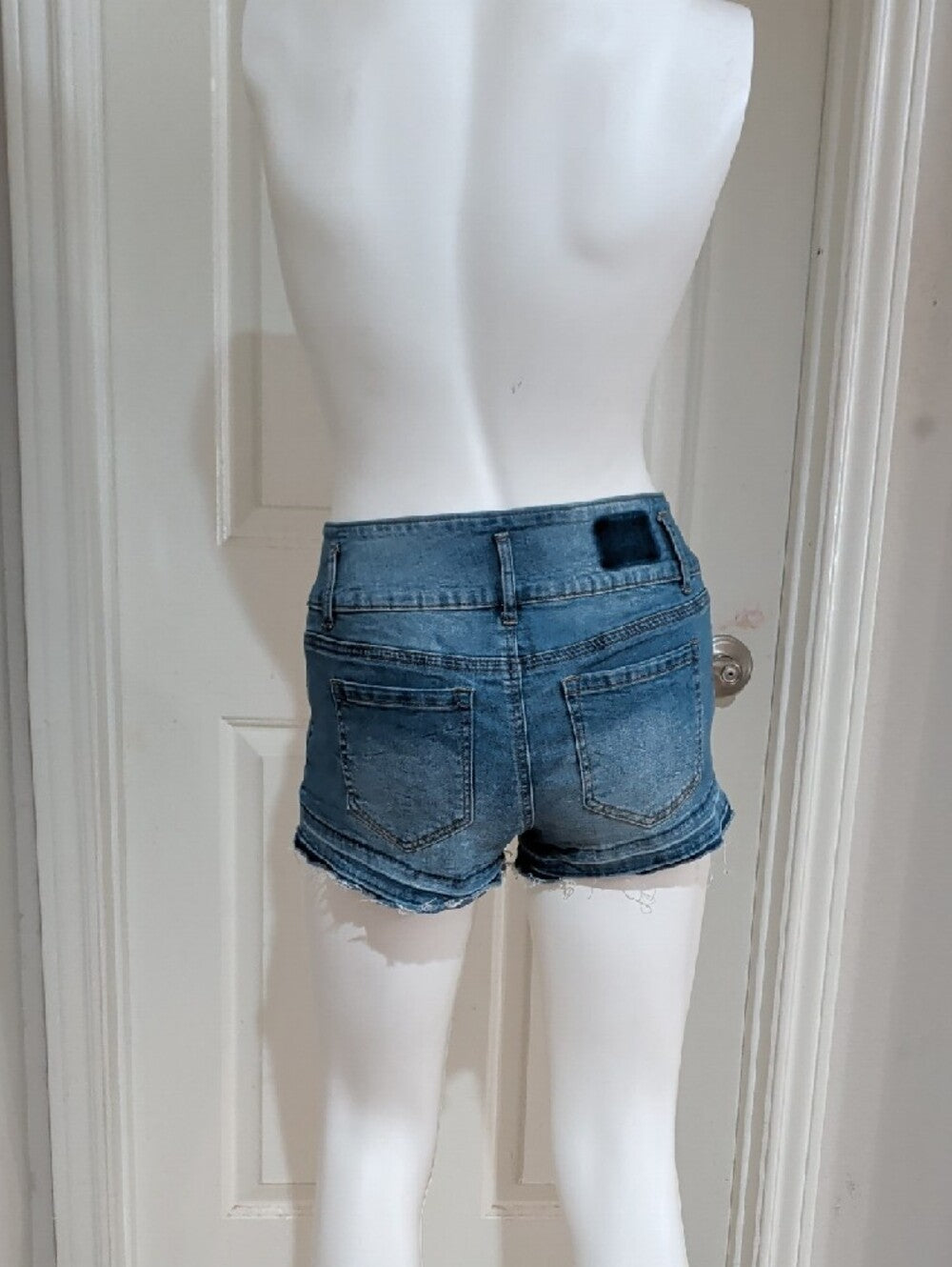 Boom Boom Jeans Medium Blue Distressed High-Waist Jean Shorts 9