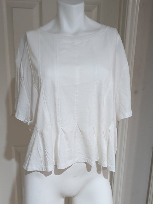 NWT Scoop Women's White Peplum Short-Sleeve Cropped Top XL