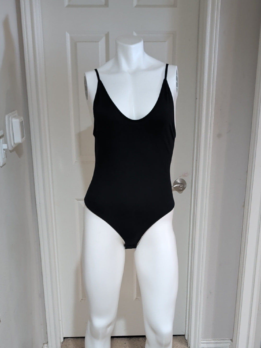 Free People Black Scoop Neck Bodysuit with Thin Adjustable Straps Medium