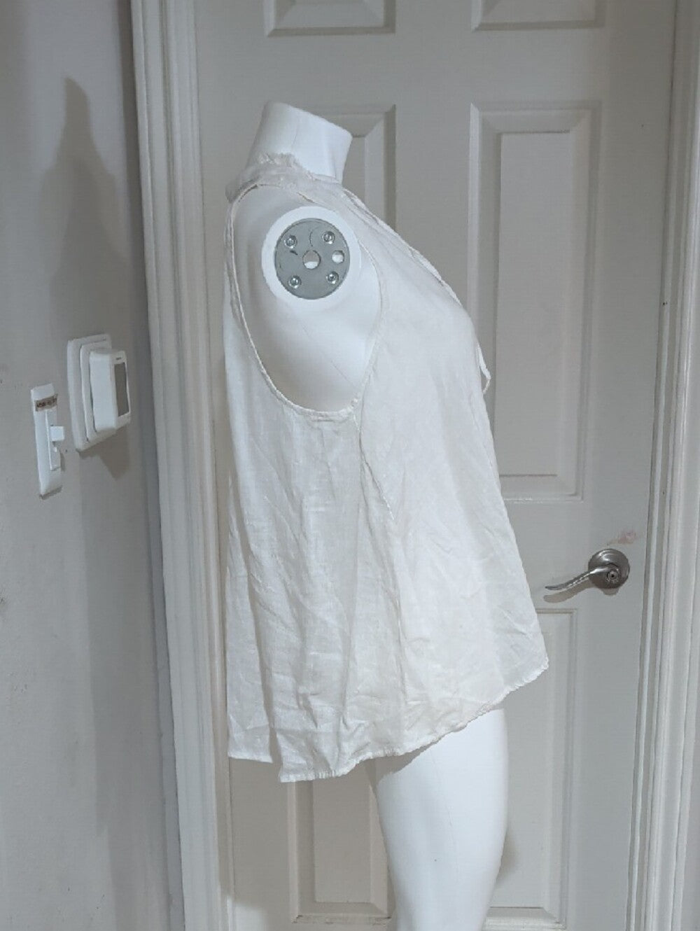 Pilcro Cream Linen Tie-Neck Sleeveless V-Neck Top Women's Large
