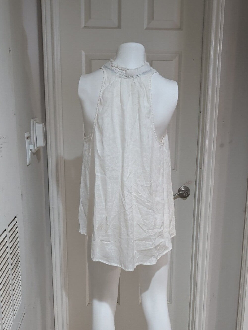 Pilcro Cream Linen Tie-Neck Sleeveless V-Neck Top Women's Large