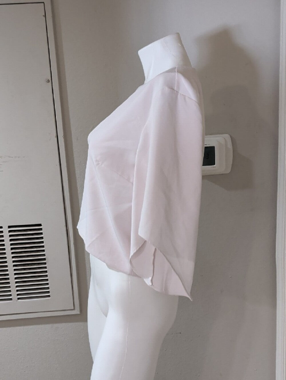 Mare Pale Pink Tailored V-Neck Flutter Sleeve Top Women's Small