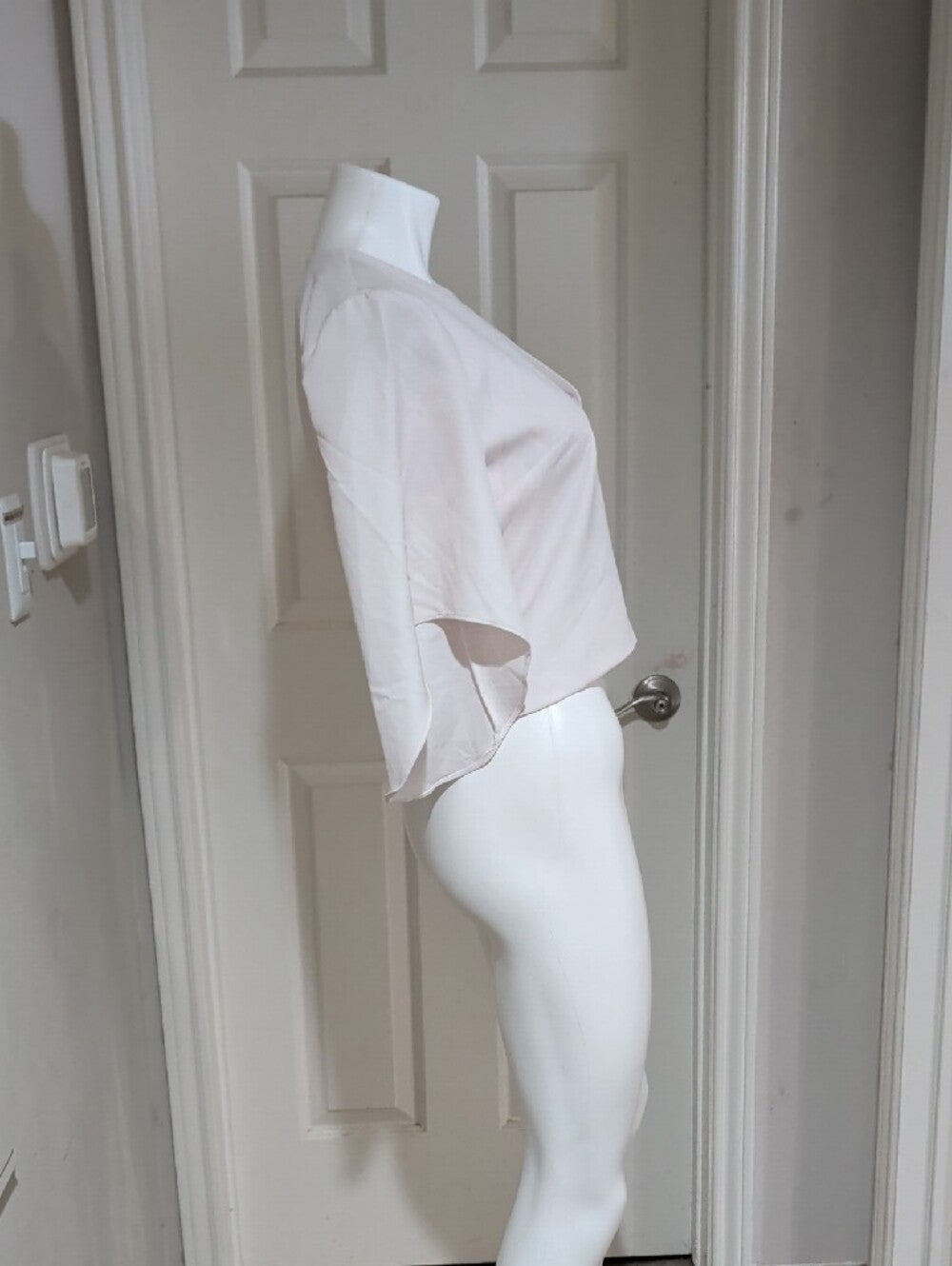 Mare Pale Pink Tailored V-Neck Flutter Sleeve Top Women's Small