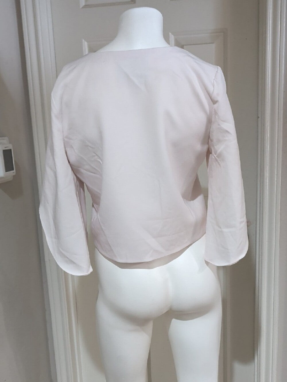 Mare Pale Pink Tailored V-Neck Flutter Sleeve Top Women's Small