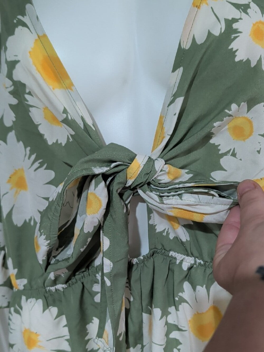 SHEIN Green Mini Romper with White Daisy Print Women's 7X