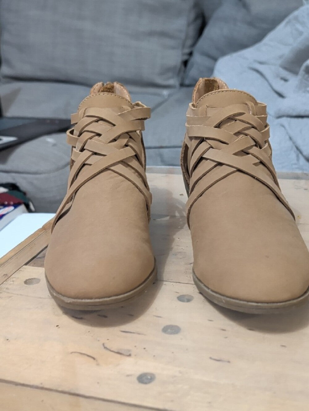 Coldwater Creek Nubuck Leather Women's Tan Ankle Boots Size 8