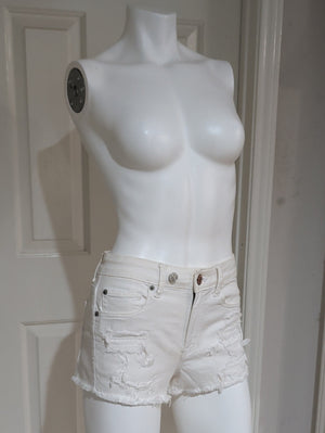 American Eagle White Distressed Denim Cutoff Shorts Women's US 4/ UK 8