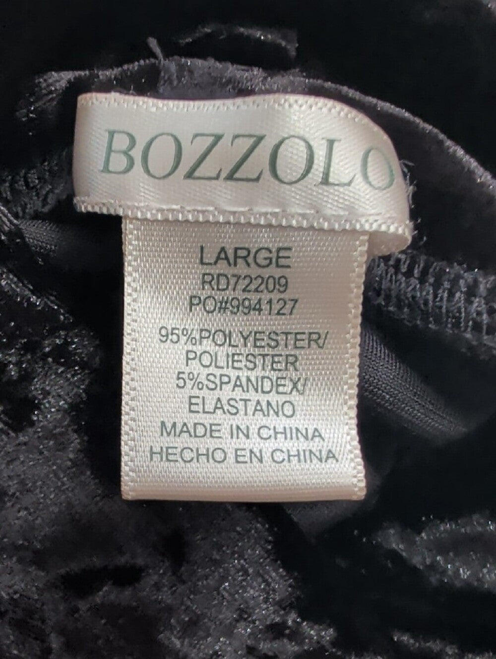 Bozzolo Black Velvet Mock Neck Long-Sleeve Dress Women's Large
