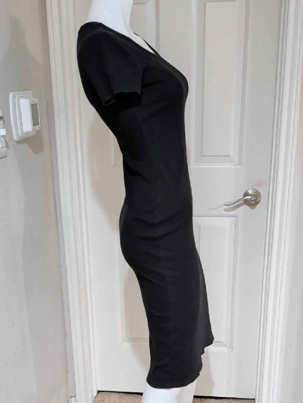 Retro No Boundaries Black Short-Sleeve Midi Dress with Side Slit Women's Medium y2k