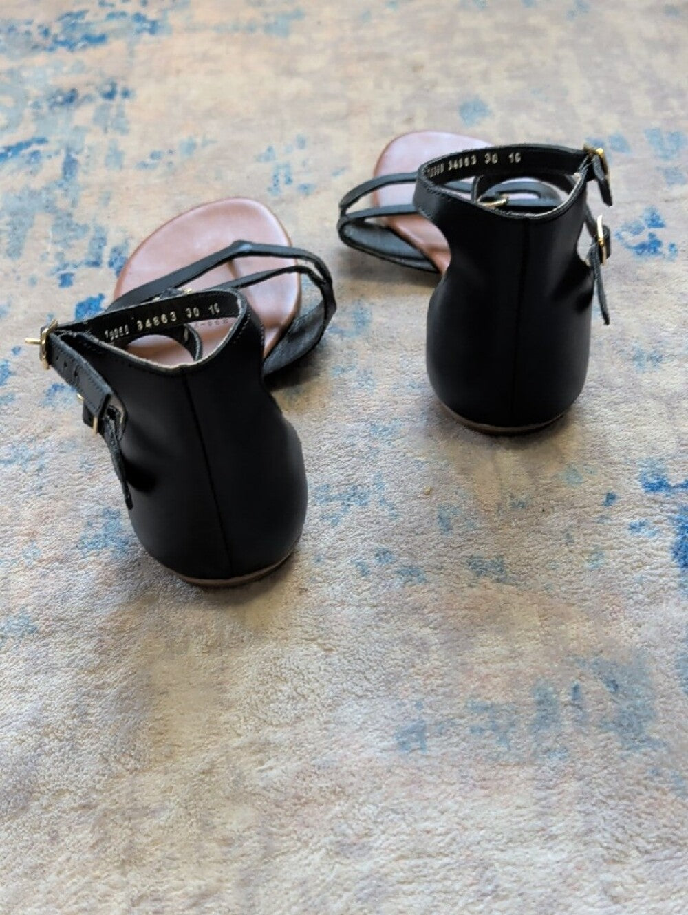 ANDREA FENZI Black Strappy Ankle Buckle Leather Sandals Women's 10 US