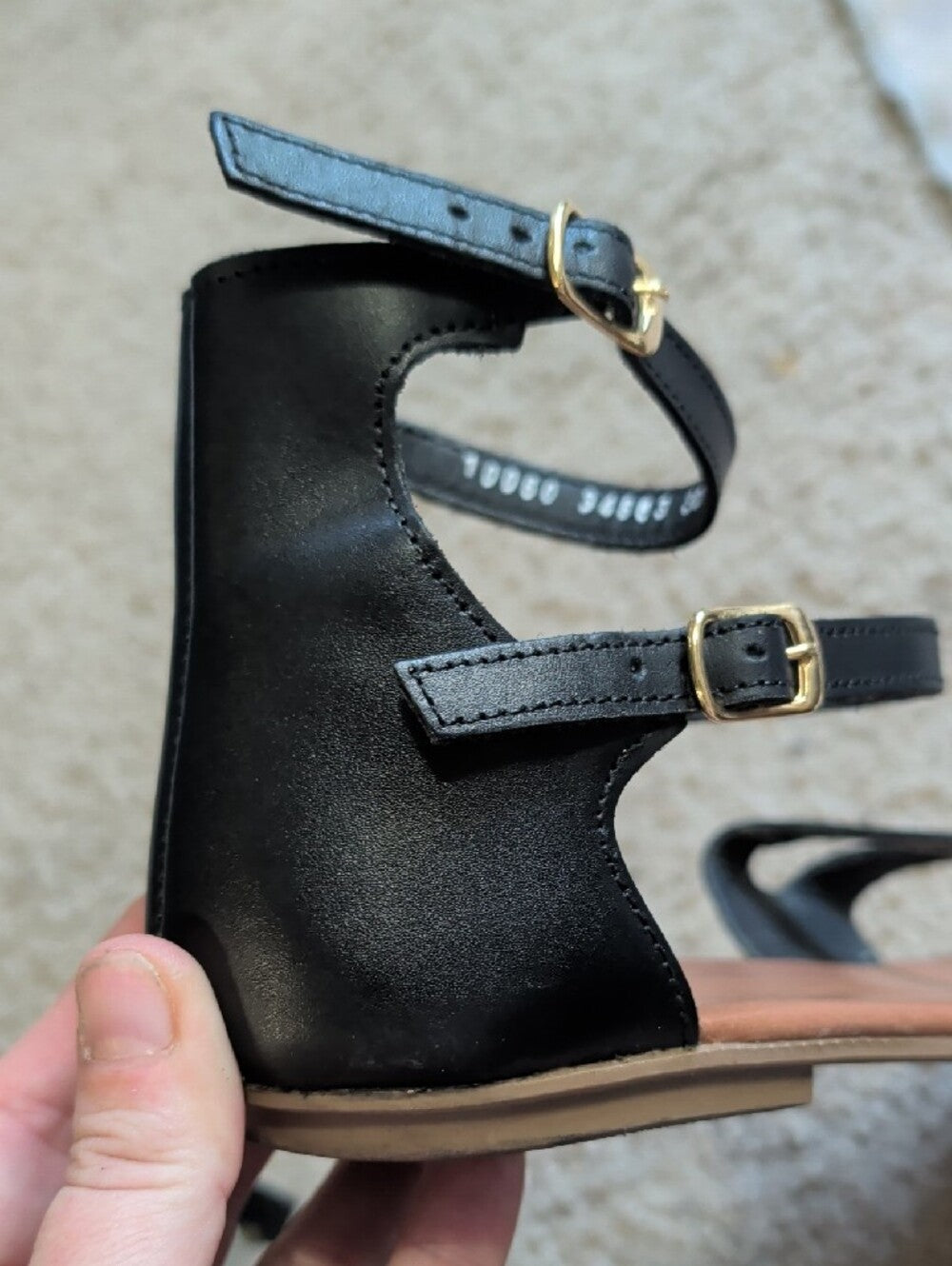 ANDREA FENZI Black Strappy Ankle Buckle Leather Sandals Women's 10 US