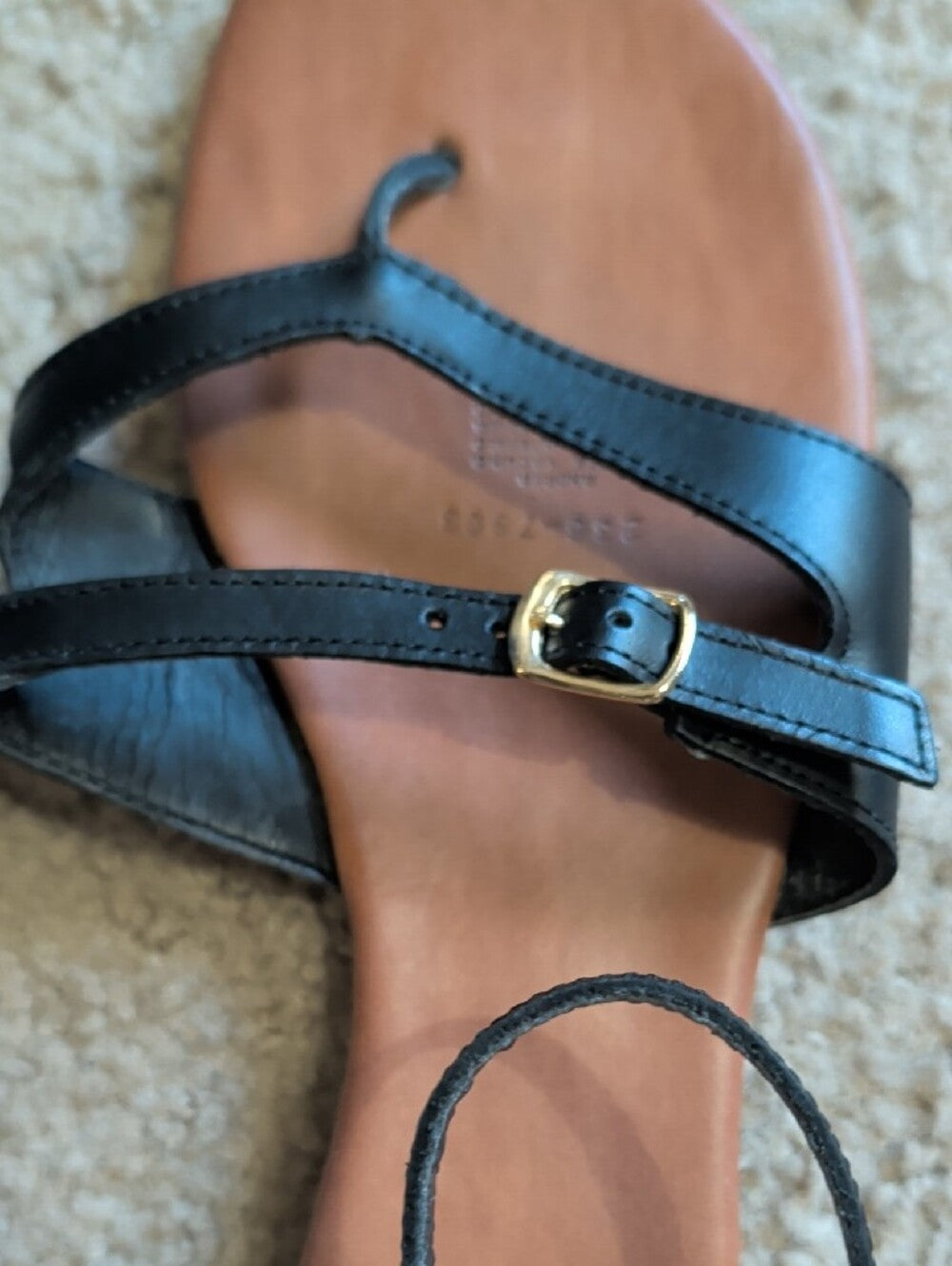 ANDREA FENZI Black Strappy Ankle Buckle Leather Sandals Women's 10 US