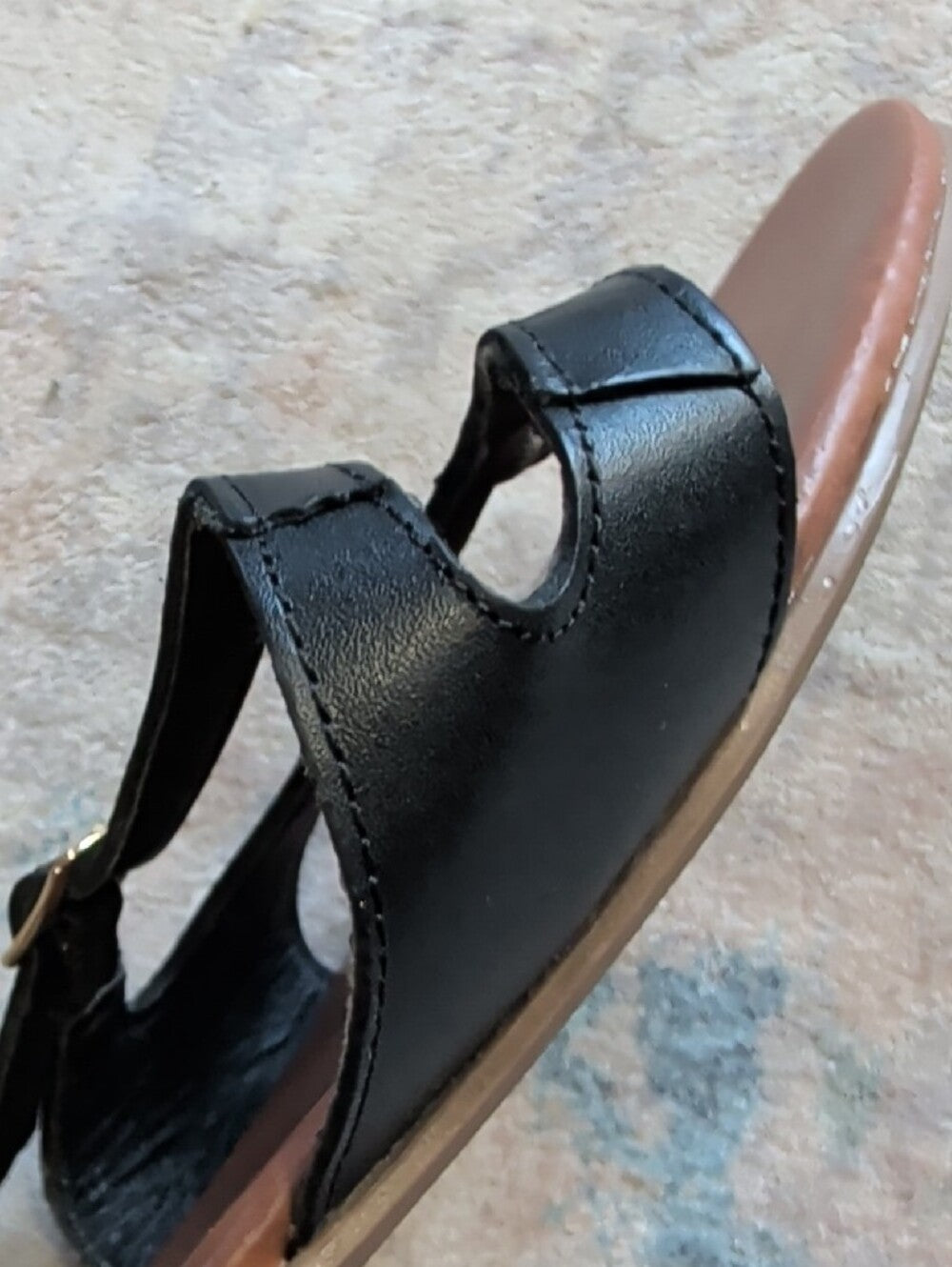 ANDREA FENZI Black Strappy Ankle Buckle Leather Sandals Women's 10 US