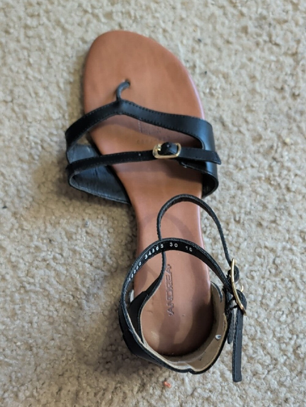 ANDREA FENZI Black Strappy Ankle Buckle Leather Sandals Women's 10 US