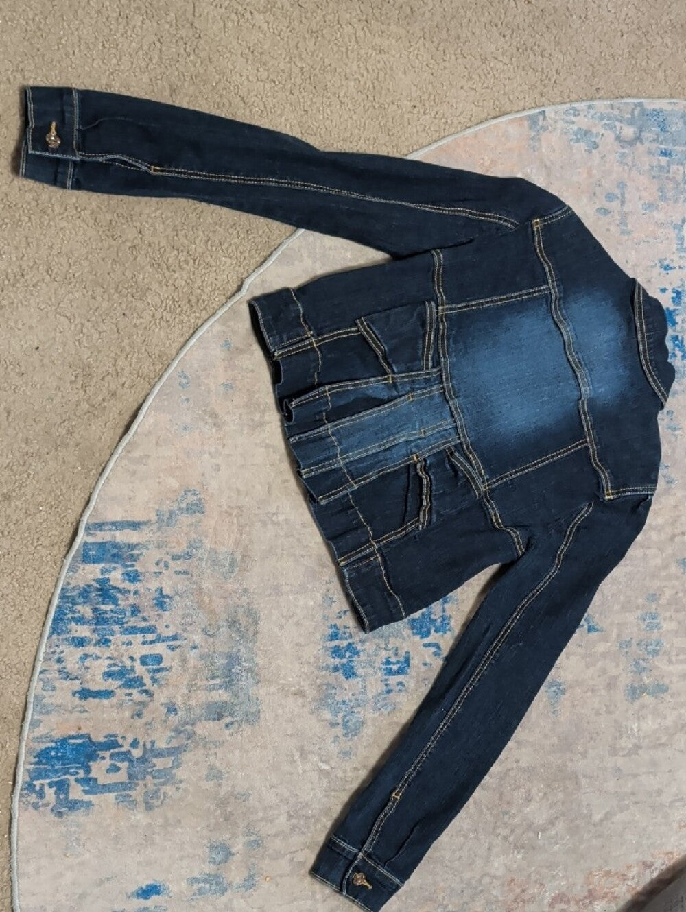 Rare Vintage Baby Phat Dark Blue Denim Jacket w/ Gold Buttons Girls L Y2K 2000s