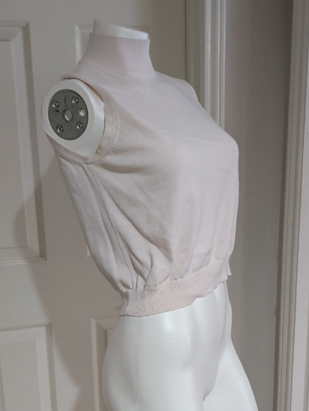 Amanda Smith Light Pink Sleeveless Mock Neck Knit Top Women's Medium 100% Cotton