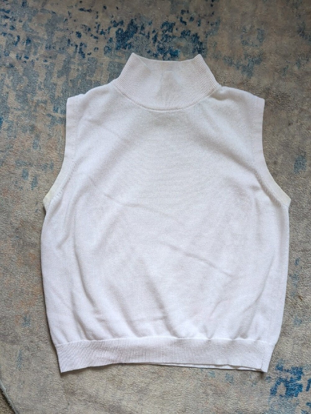 Amanda Smith Light Pink Sleeveless Mock Neck Knit Top Women's Medium 100% Cotton