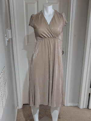 Baltic Born Metallic Champagne Wrap Midi Dress Women's 10-12 US