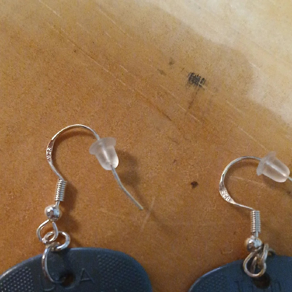 Dark Grey Dunlop Guitar Pick Earrings Handmade
