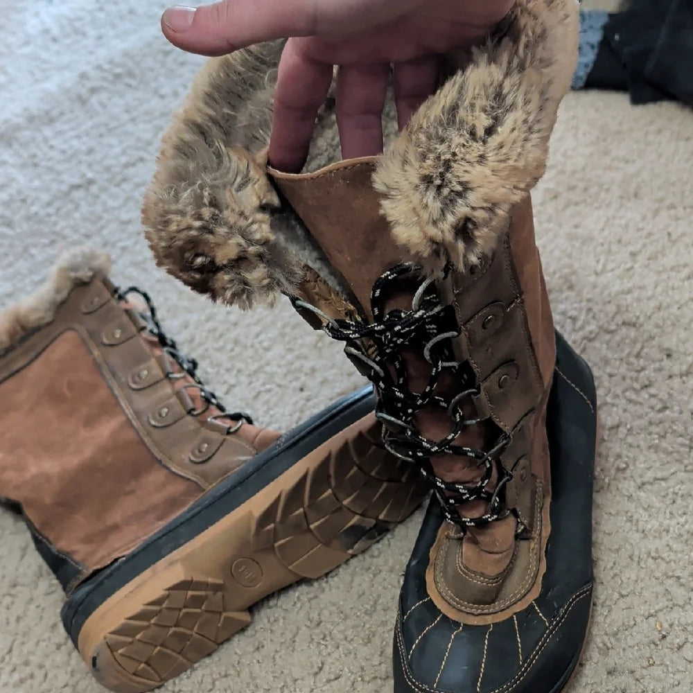 Cozy Brown Fur-Lined Winter Boots Women's 10