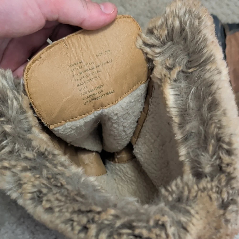 Cozy Brown Fur-Lined Winter Boots Women's 10