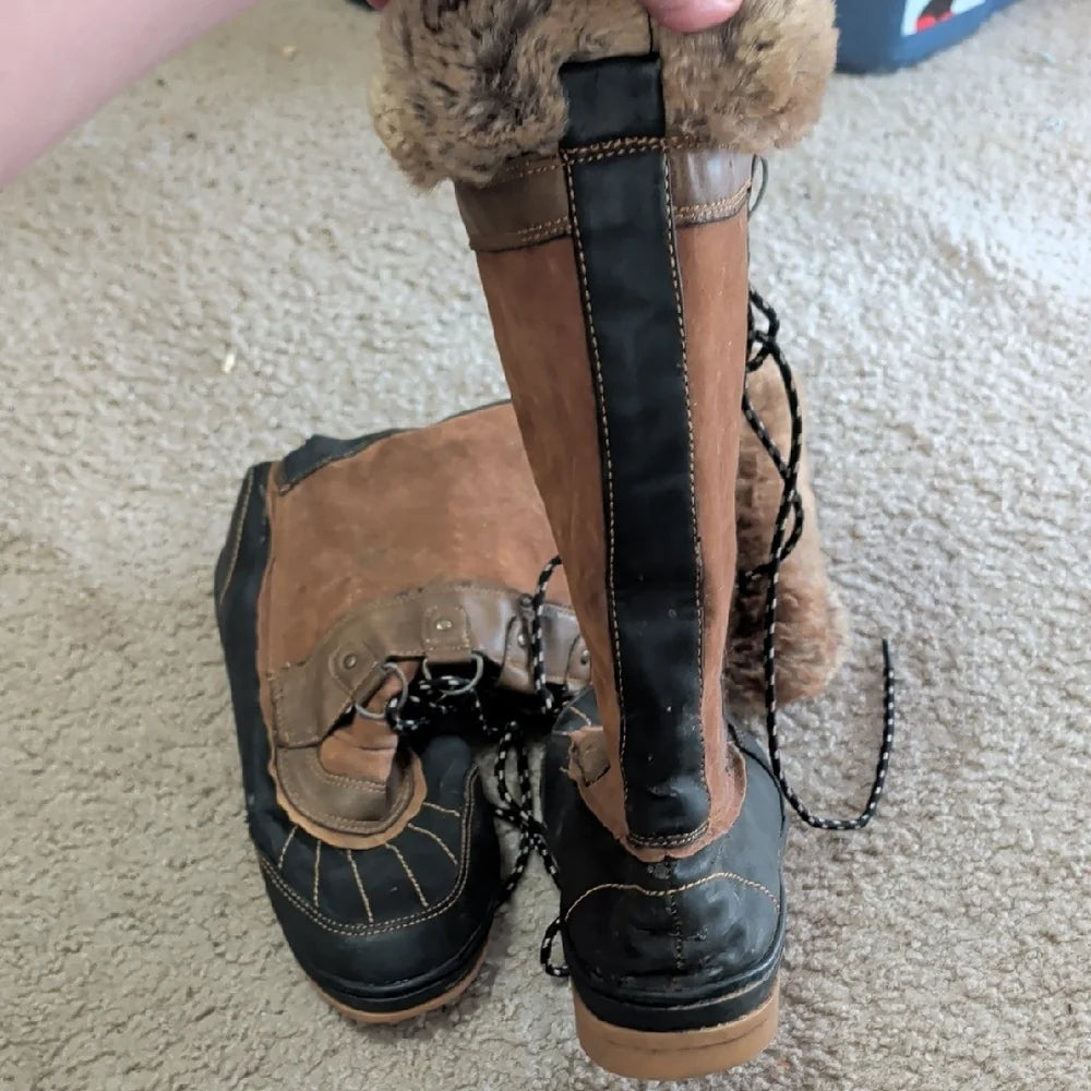 Cozy Brown Fur-Lined Winter Boots Women's 10