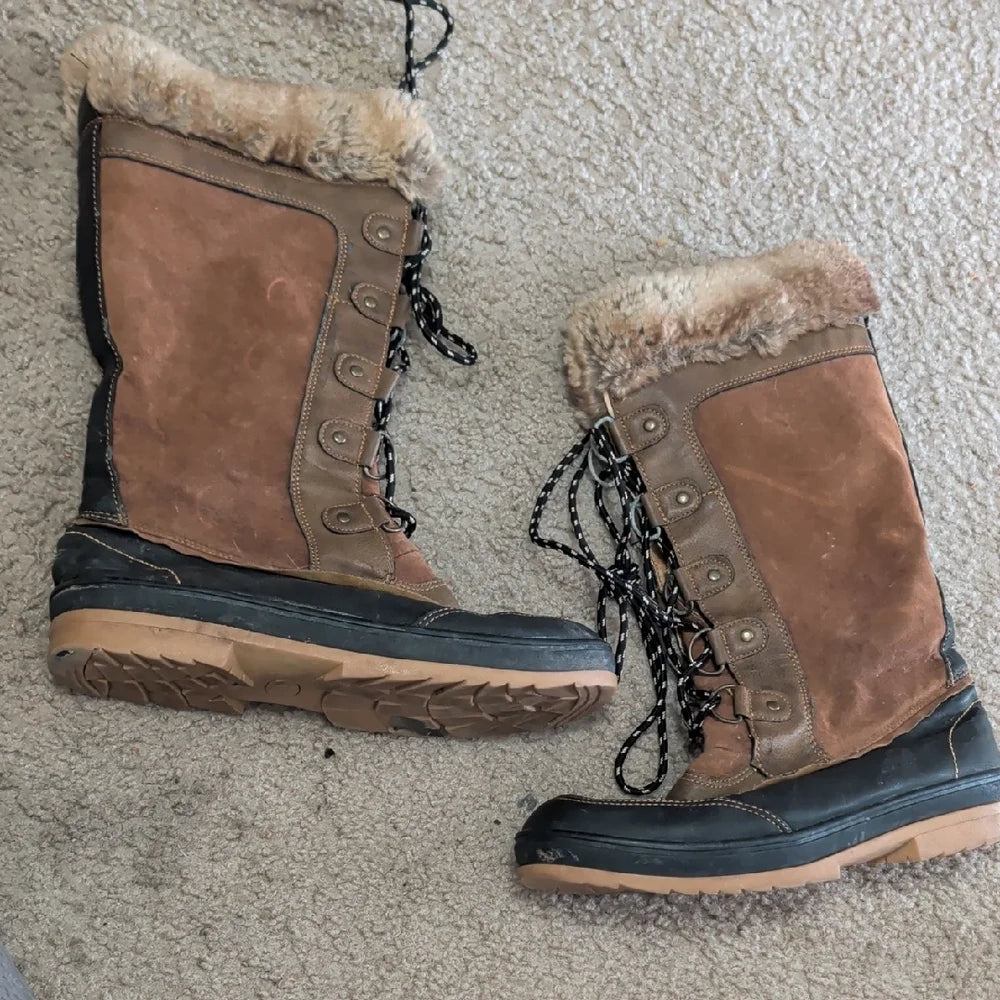 Cozy Brown Fur-Lined Winter Boots Women's 10