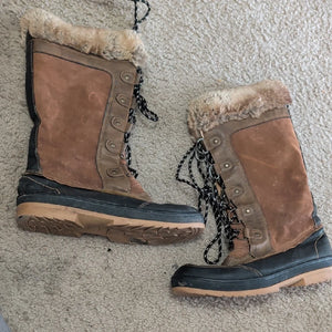 Cozy Brown Fur-Lined Winter Boots Women's 10