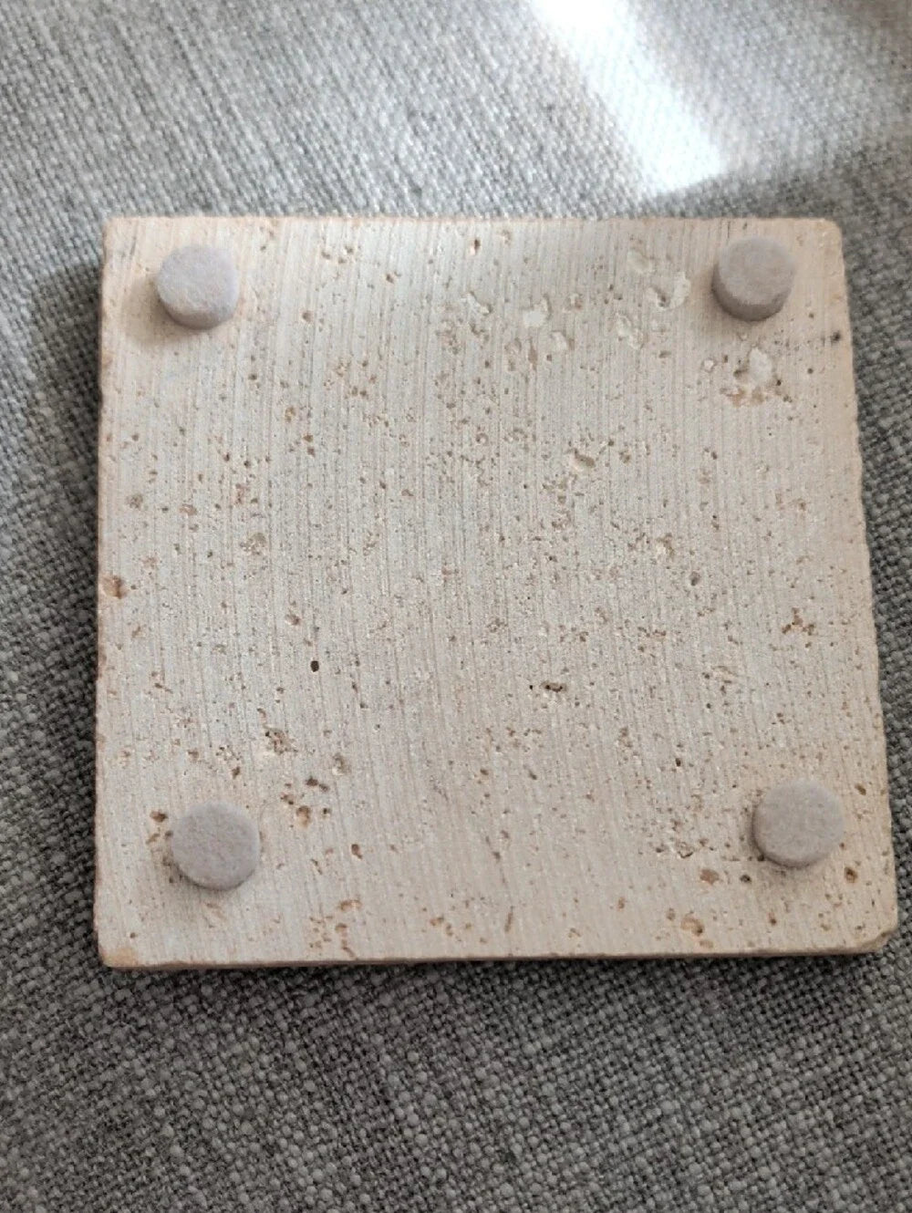 Vintage Style Beige and Brown Home Art Stone Coaster - Handcrafted