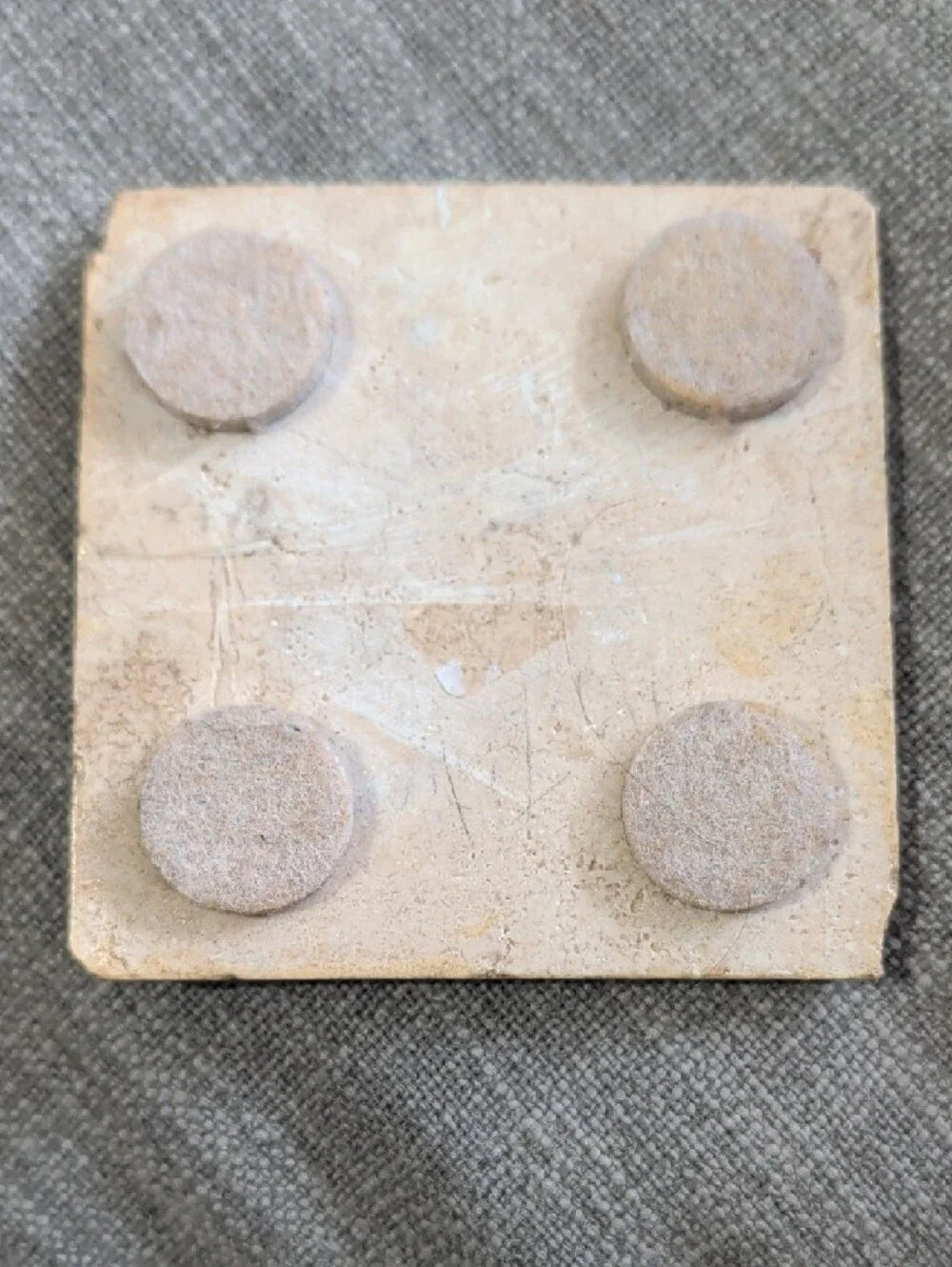 Vintage-Inspired Beige and Black Geometric Home Art Stone Coaster - Handcrafted