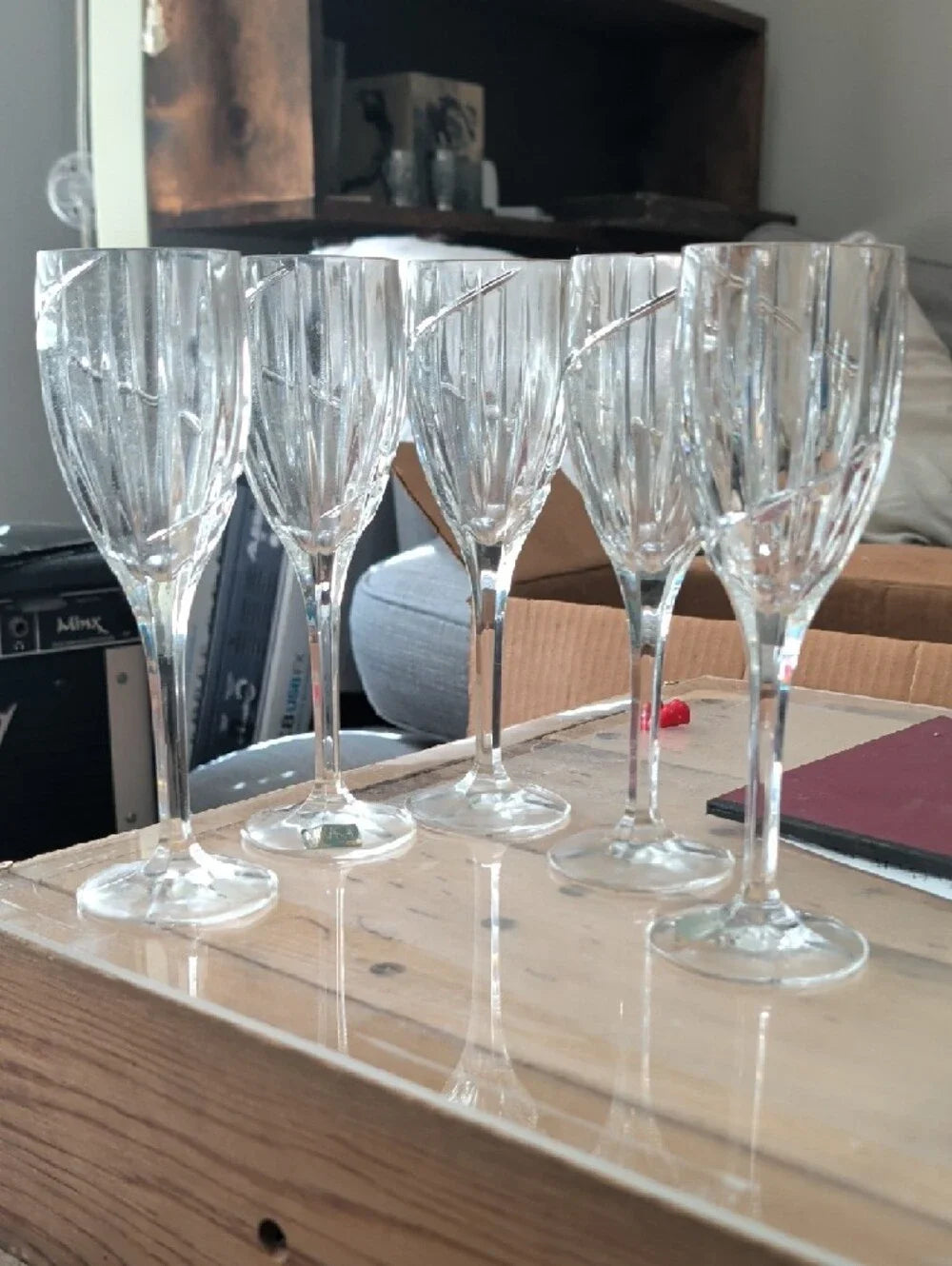 Mikasa Clear Crystal Uptown Fluted Wine Glasses - Set of 5