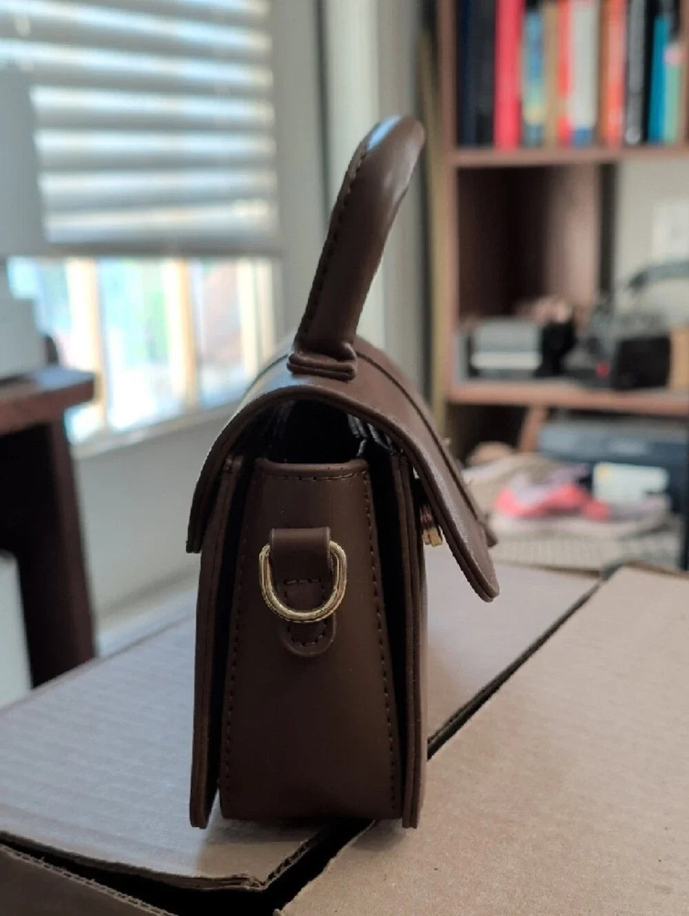 Classic Structured Top-Handle Women's Mini Bag in Brown - XS