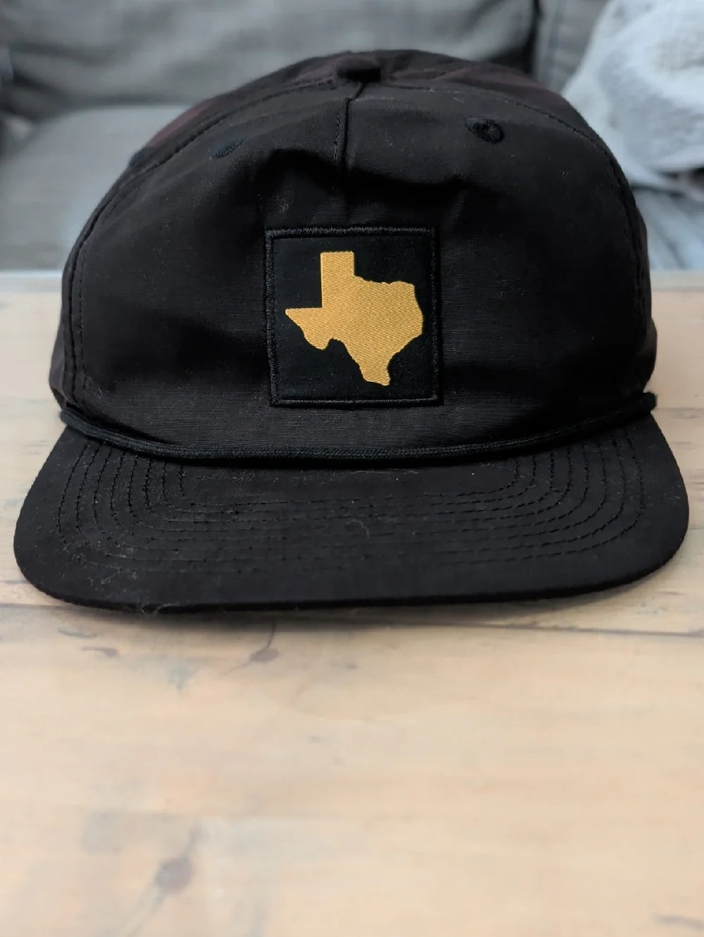 Black Texas Patch 5-Panel Cap - Gold Logo Adjustable