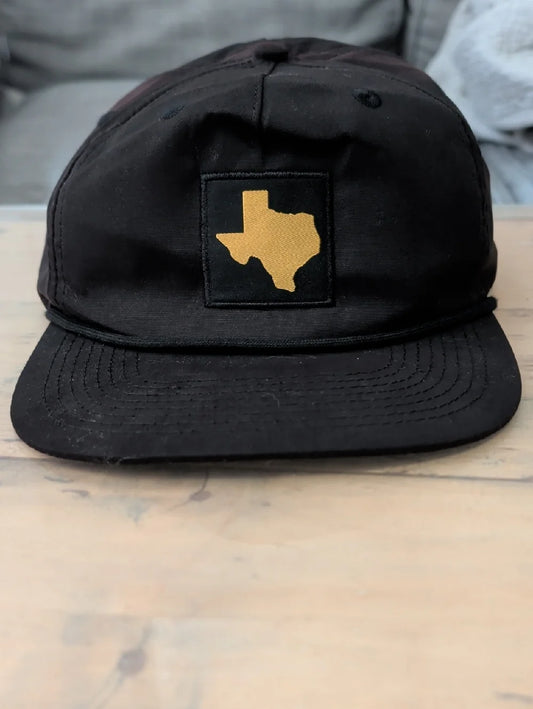 Black Texas Patch 5-Panel Cap - Gold Logo Adjustable