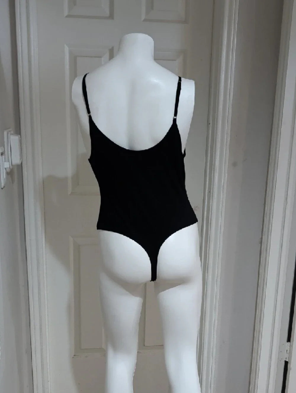Free People Black Scoop Neck Bodysuit with Thin Adjustable Straps Medium