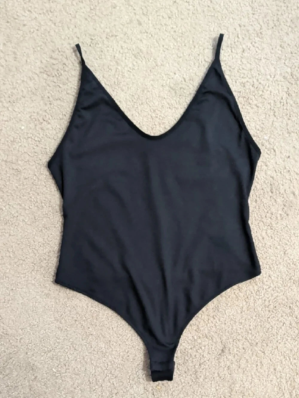 Free People Black Scoop Neck Bodysuit with Thin Adjustable Straps Medium