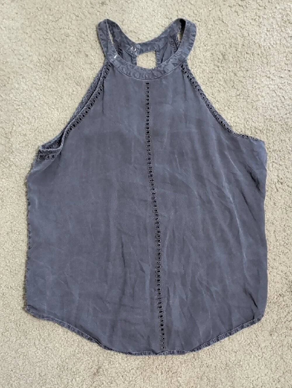 cloth & stone Charcoal Gray Beaded-Trim Halter Tank Women's Large