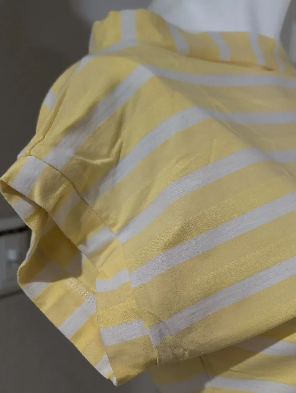 Vintage Freddie's Of Pinewood Striped Off-Shoulder Yellow & White Top Retro M