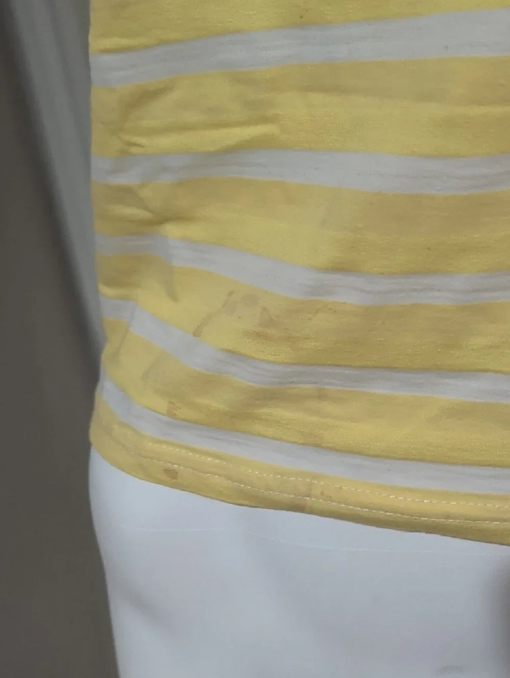 Vintage Freddie's Of Pinewood Striped Off-Shoulder Yellow & White Top Retro M