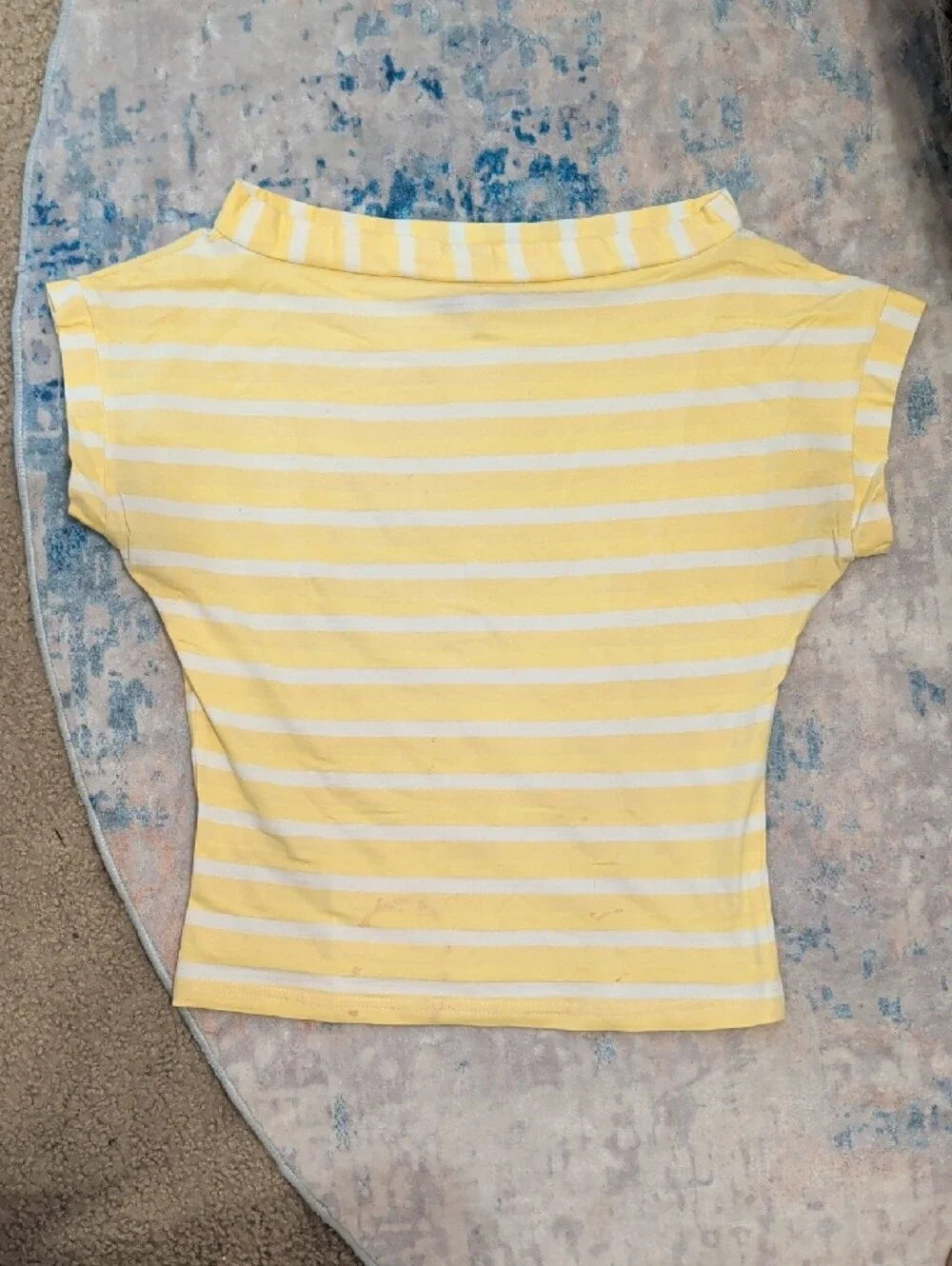 Vintage Freddie's Of Pinewood Striped Off-Shoulder Yellow & White Top Retro M