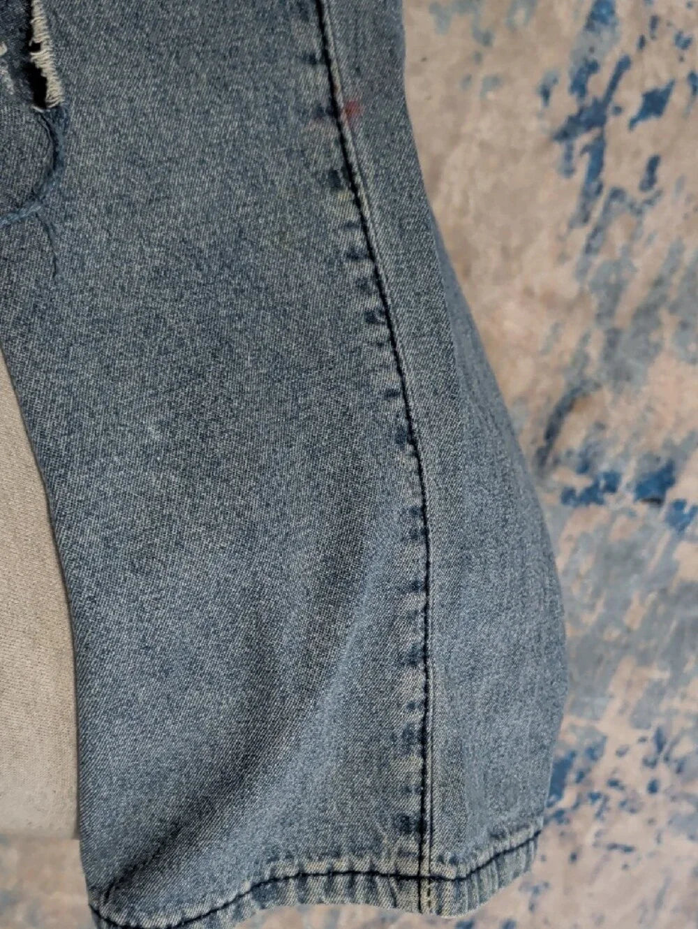 Unbranded Women's Straight Ripped Jeans in Washed Blue Small
