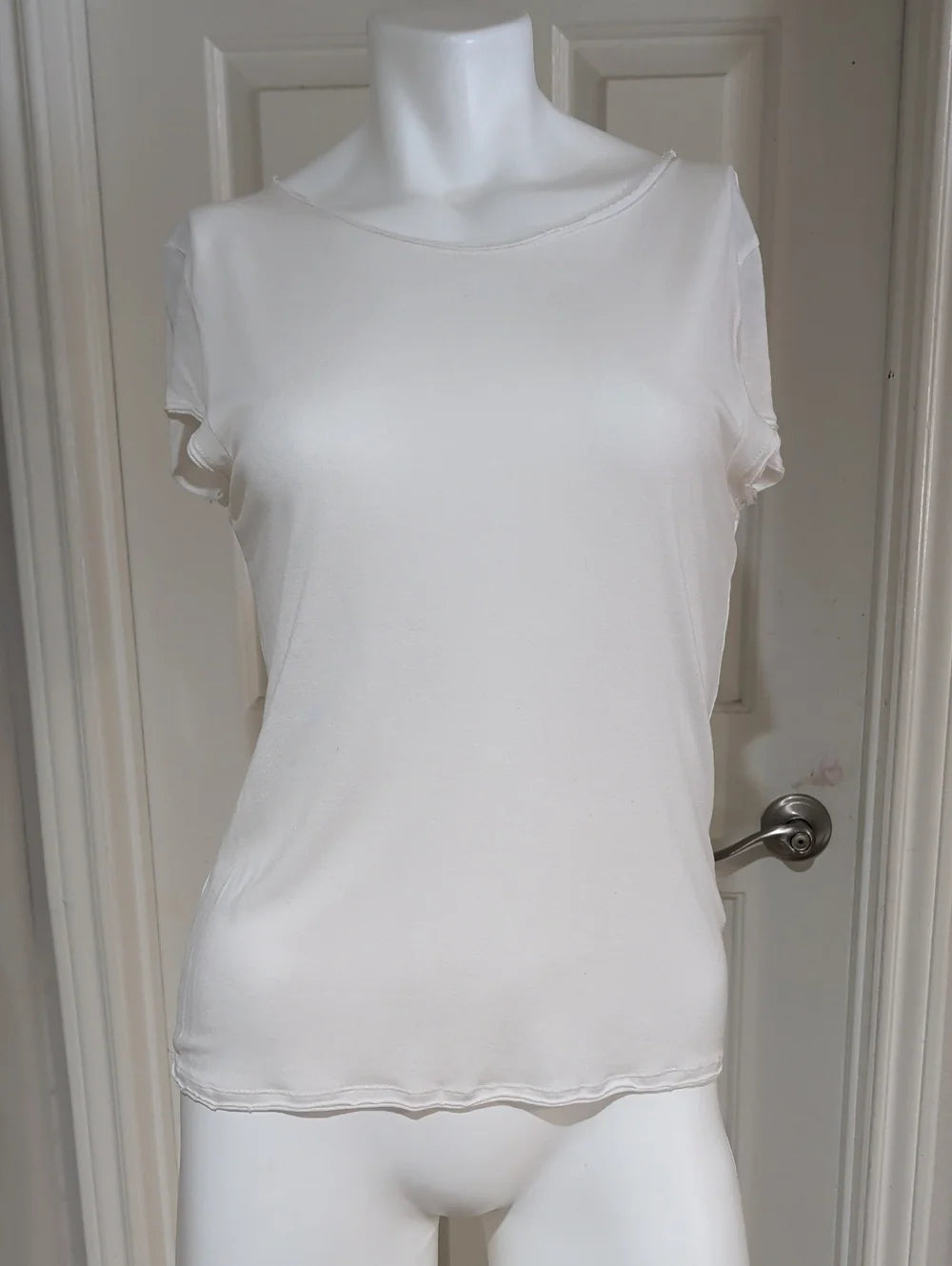 Alice + Olivia White Sheer Tailored Short Sleeve Tee 100% Lyocell Women's M/L