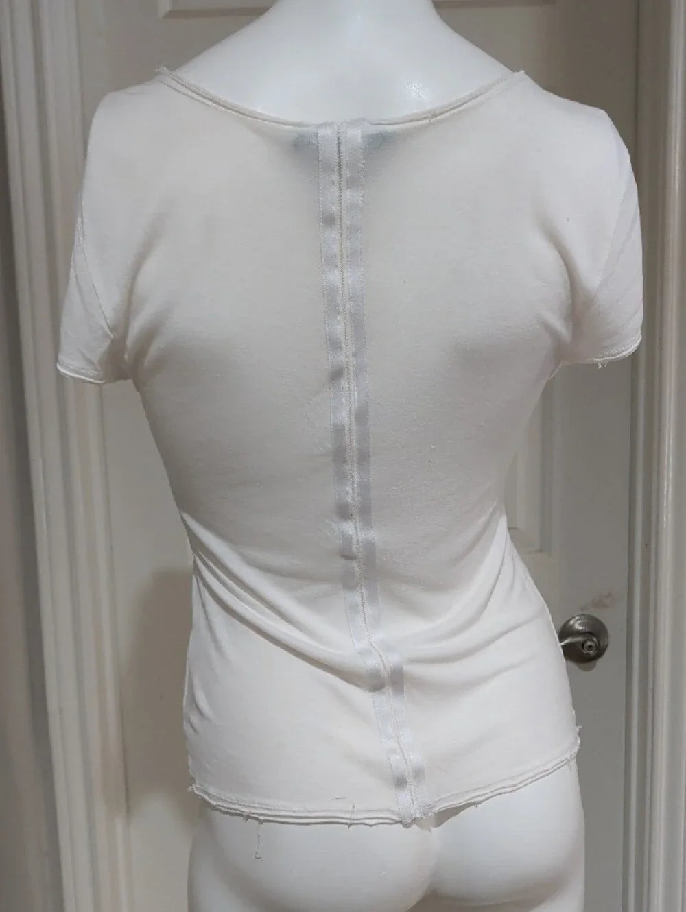 Alice + Olivia White Sheer Tailored Short Sleeve Tee 100% Lyocell Women's M/L