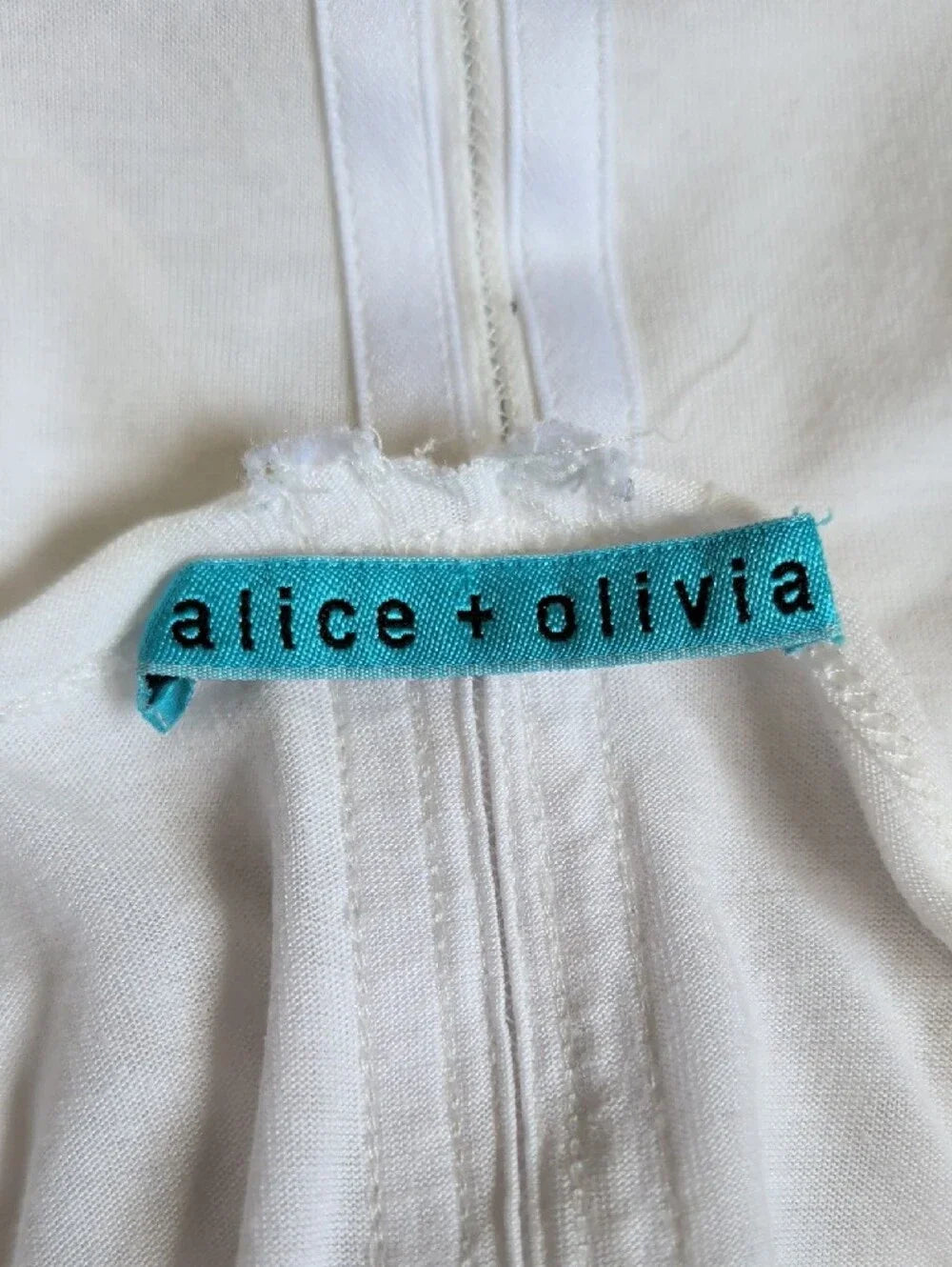 Alice + Olivia White Sheer Tailored Short Sleeve Tee 100% Lyocell Women's M/L